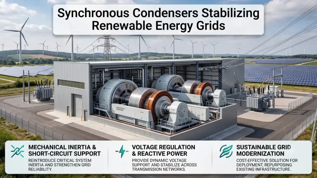 Synchronous Condensers Stabilizing Renewable Energy Grids