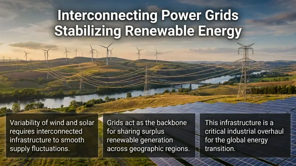 Interconnecting Power Grids Stabilizing Renewable Energy